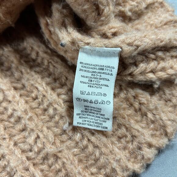 Free People Sweater Orange Chunky Knit Wool Blend Turtle Neck Boho Womens Medium - Picture 7 of 7